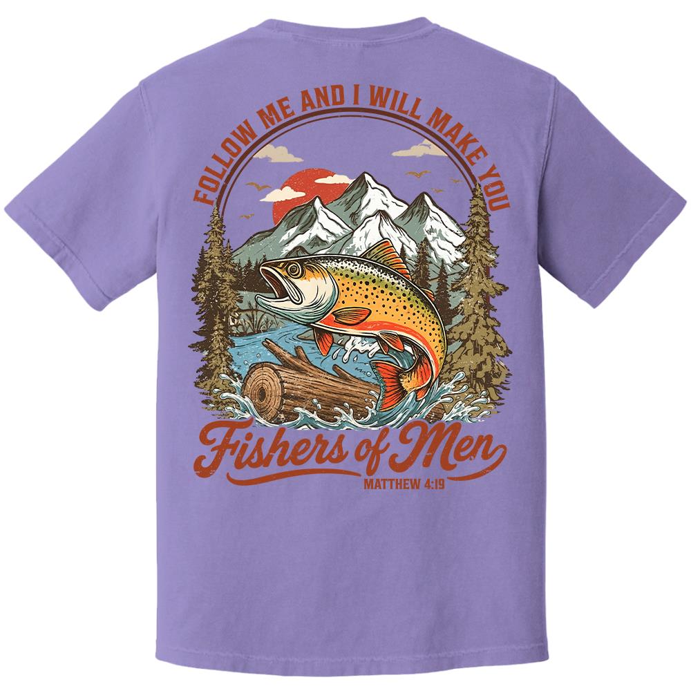 Follow Me and I Will Make You Fishers of Men Shirt - Matthew 4:19 Christian Fishing Shirt Hv01