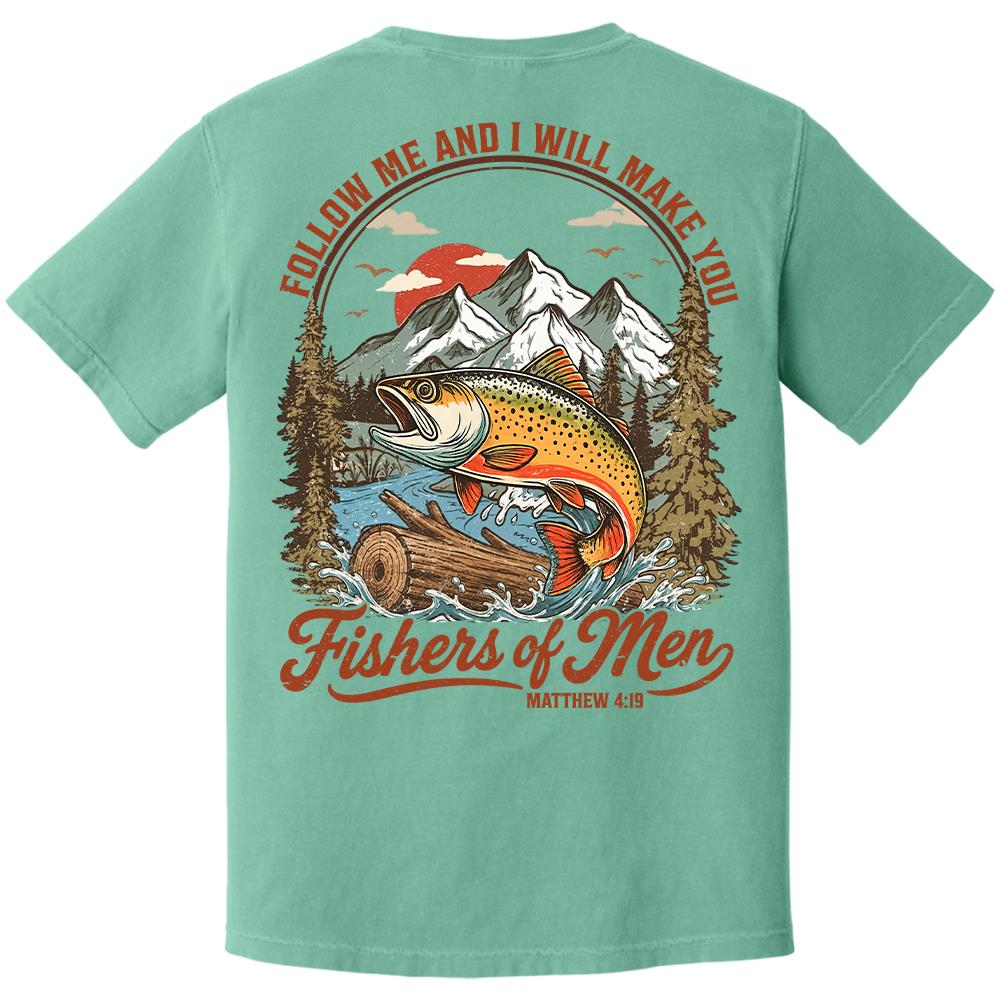 Follow Me and I Will Make You Fishers of Men Shirt - Matthew 4:19 Christian Fishing Shirt Hv01
