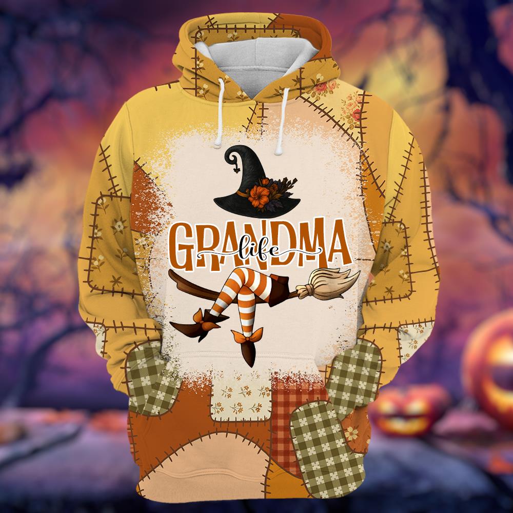 Personalized Grandma Life Witch Preppy Floral Pumpkin All Over Print Shirt Nh00