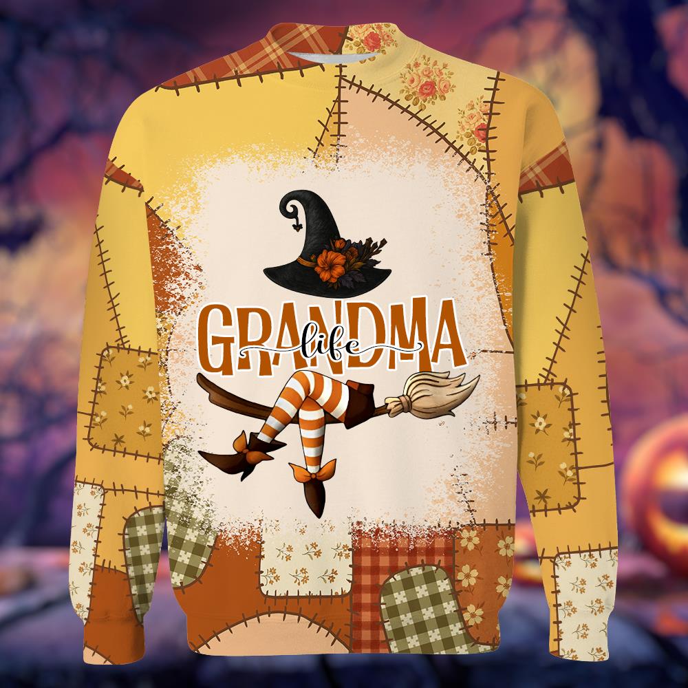 Personalized Grandma Life Witch Preppy Floral Pumpkin All Over Print Shirt Nh00