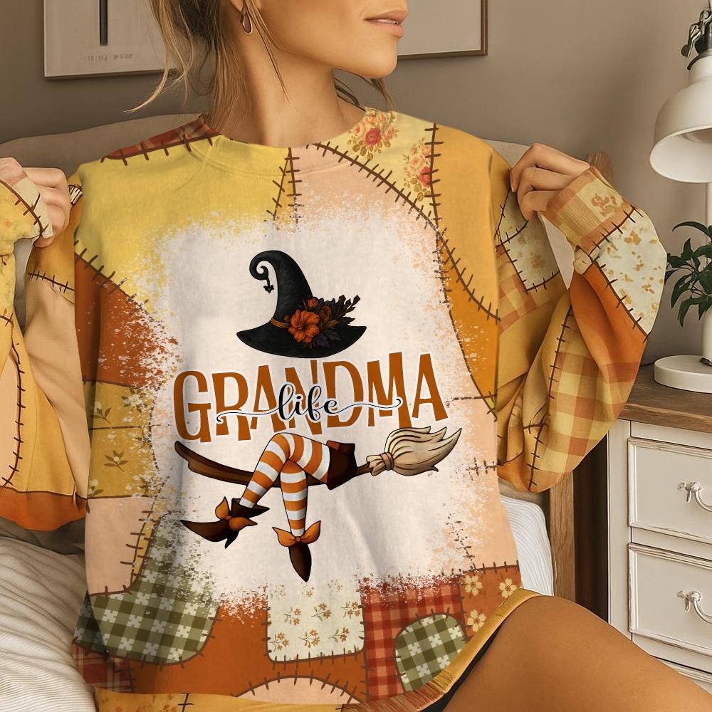 Personalized Grandma Life Witch Preppy Floral Pumpkin All Over Print Shirt Nh00