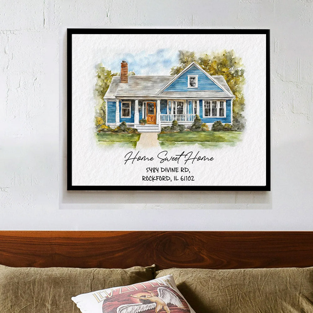 Watercolor House Portrait | Personalized House Artwork. Custom Thoughtful Housewarming Gift, Unique Poster Wall Art, Air Frames vr5