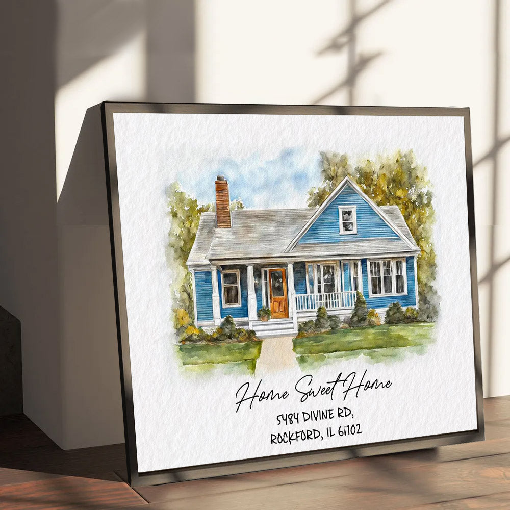 Watercolor House Portrait | Personalized House Artwork. Custom Thoughtful Housewarming Gift, Unique Poster Wall Art, Air Frames vr5