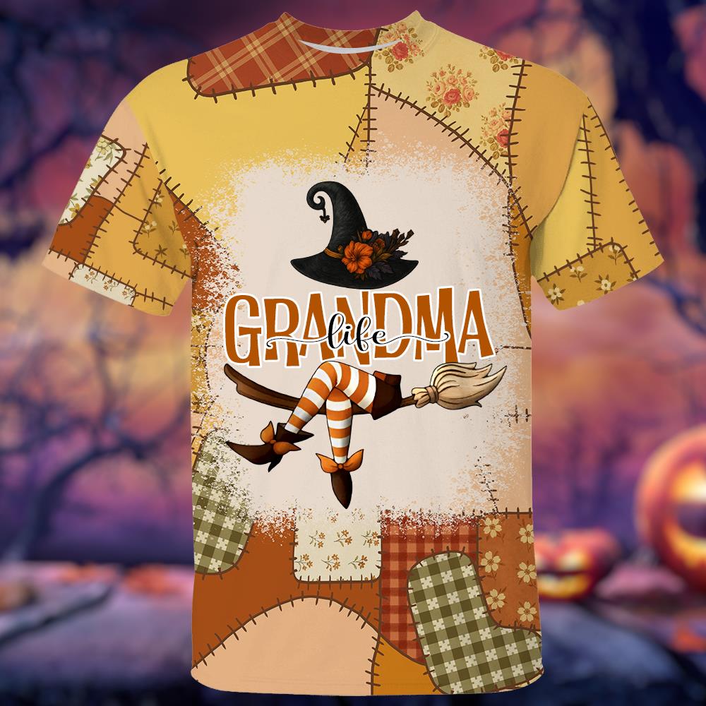Personalized Grandma Life Witch Preppy Floral Pumpkin All Over Print Shirt Nh00