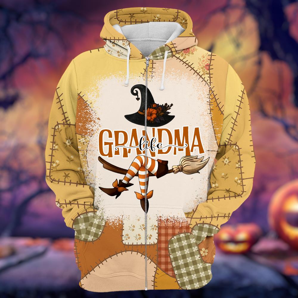 Personalized Grandma Life Witch Preppy Floral Pumpkin All Over Print Shirt Nh00
