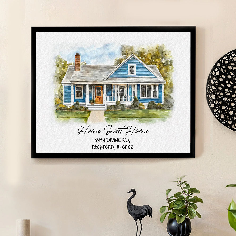 Watercolor House Portrait | Personalized House Artwork. Custom Thoughtful Housewarming Gift, Unique Poster Wall Art, Air Frames vr5