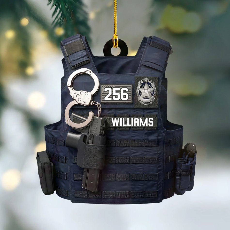 Custom Badges Logo Police Bulletproof Christmas Personalized Two Sided Shaped Christmas Ornament H2511