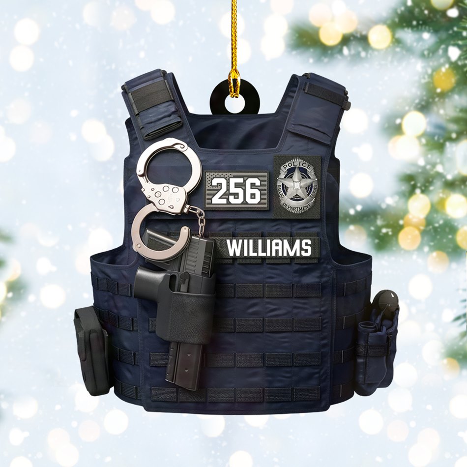 Custom Badges Logo Police Bulletproof Christmas Personalized Two Sided Shaped Christmas Ornament H2511