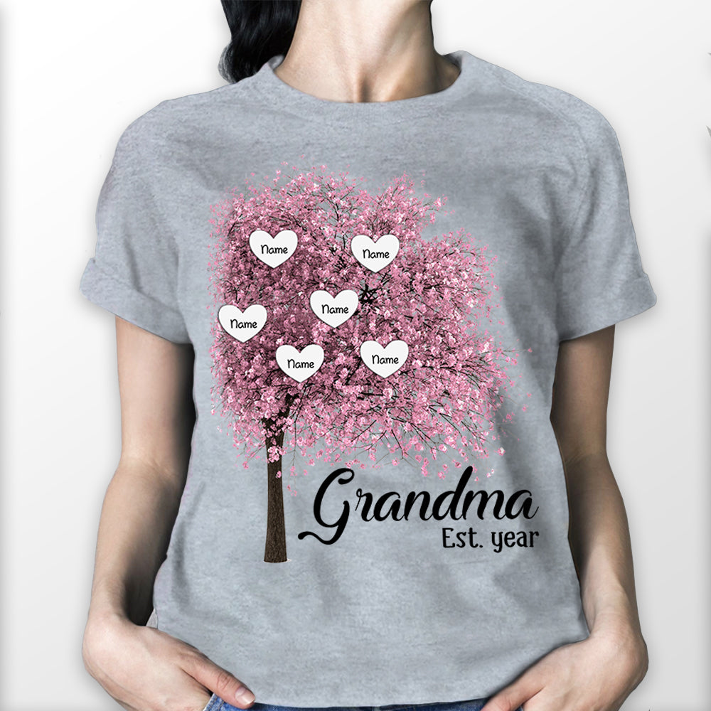Grandma Est Autumn Heart Tree Personalized Shirts TRNA