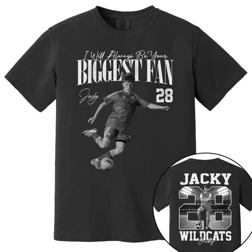 I'll Always Be Your Biggest Fan - Washed Tee Retro Bootleg Shirt - Custom Photo Soccer Player Gift For Soccer Lovers T1807 T24