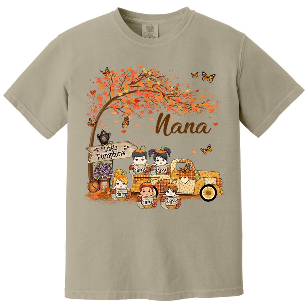 Autumn Grandma's Little Pumpkin Shirt - Personalized Shirt Family NA04 Nh00