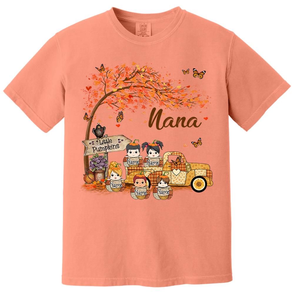 Autumn Grandma's Little Pumpkin Shirt - Personalized Shirt Family NA04 Nh00