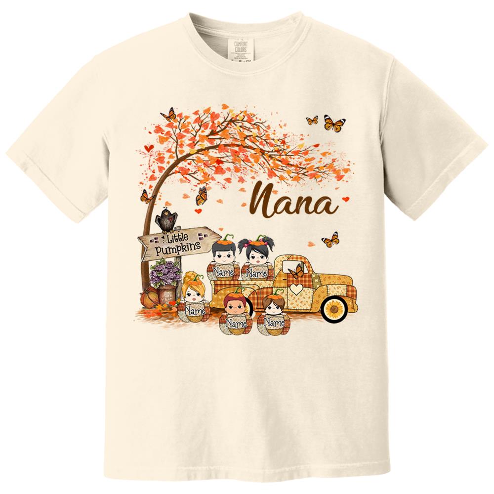 Autumn Grandma's Little Pumpkin Shirt - Personalized Shirt Family NA04 Nh00
