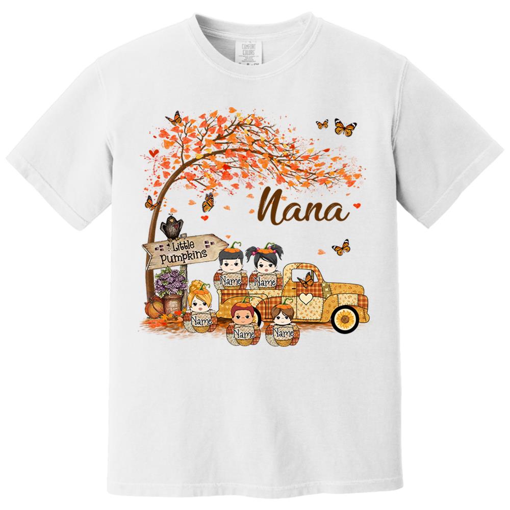 Autumn Grandma's Little Pumpkin Shirt - Personalized Shirt Family NA04 Nh00