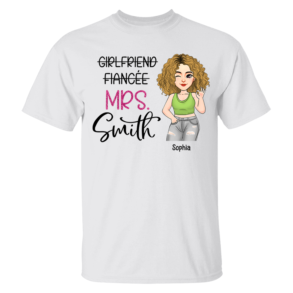 Custom Mrs Last Name Engagement Shirt For Honeymoon Pa00