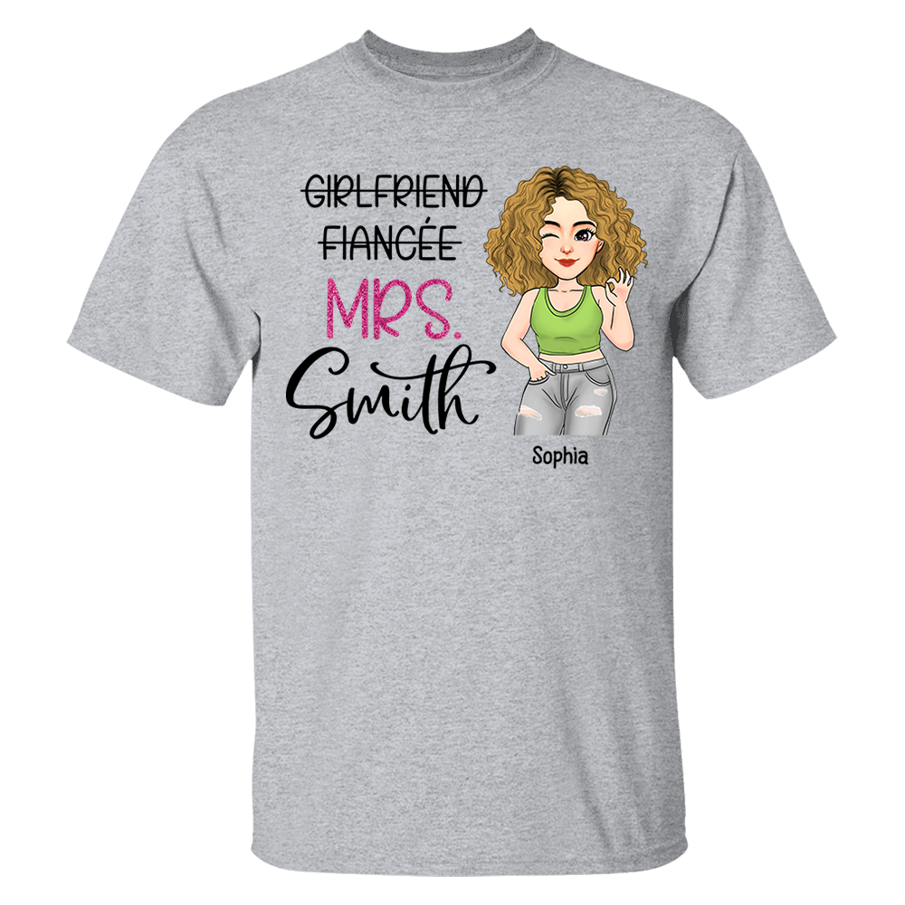 Custom Mrs Last Name Engagement Shirt For Honeymoon Pa00