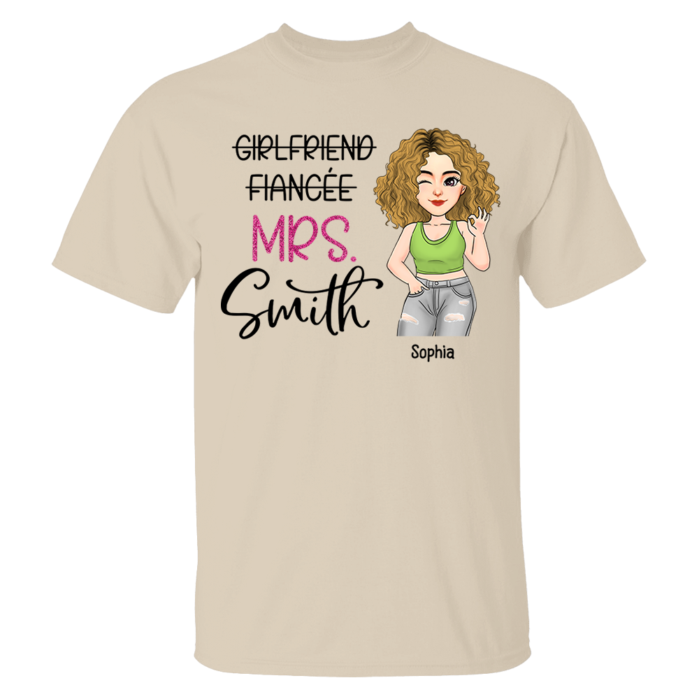 Custom Mrs Last Name Engagement Shirt For Honeymoon Pa00