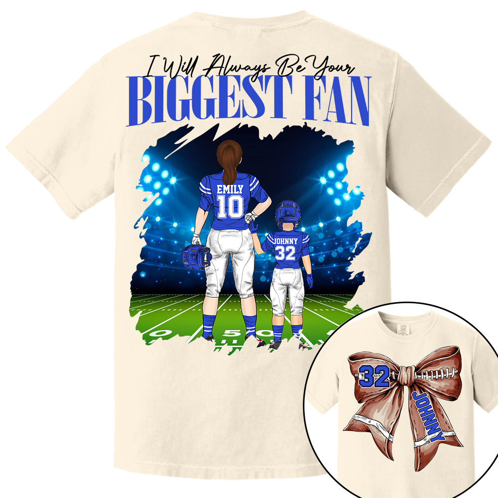 I'll Be Your Biggest Fan, Personalized Football Bow Shirt, Gift For Football Mom, Dad, Family,... A2110 Li29