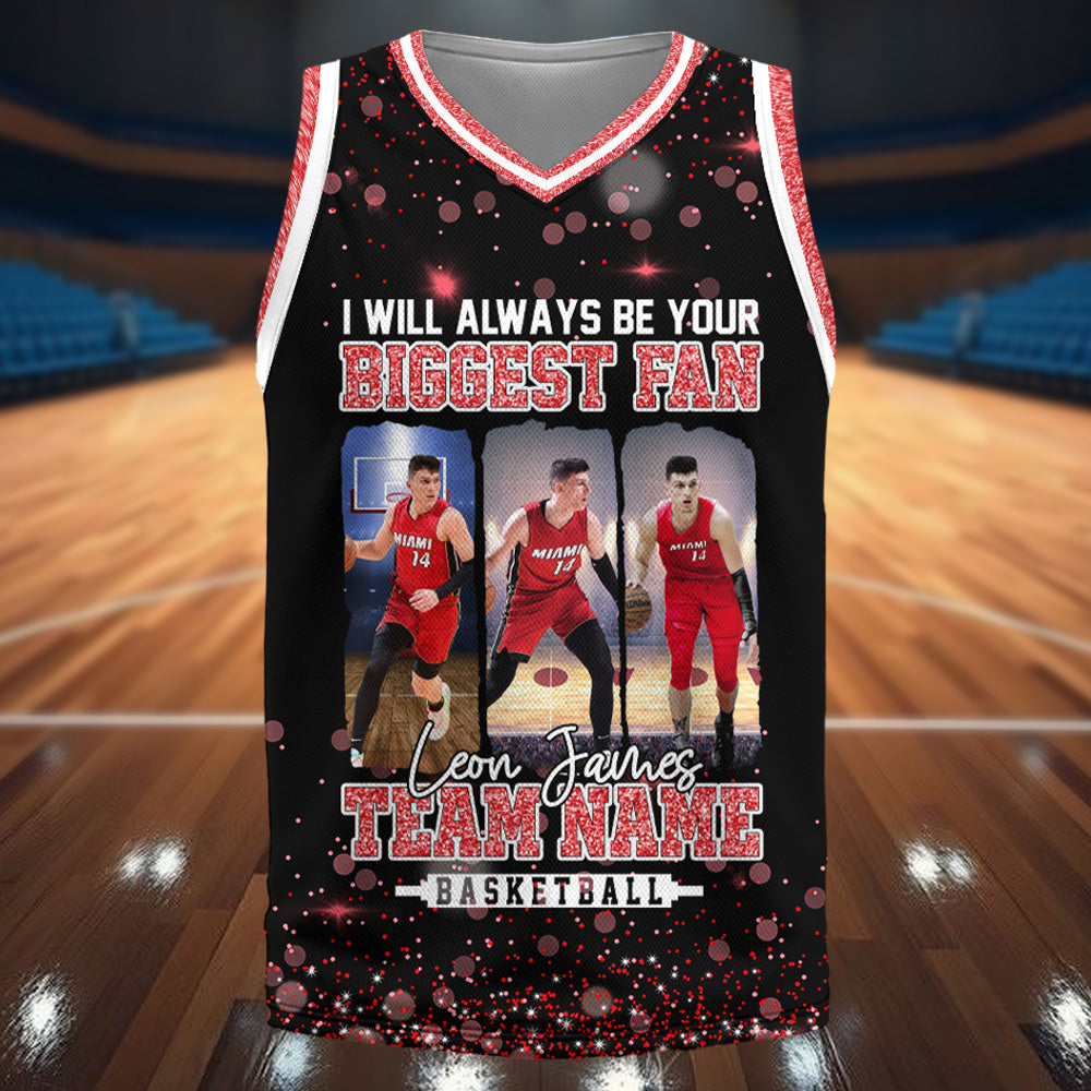 I Will Always Be Your Biggest Fan, Personalized Basketball Jersey For Basketball Mom Sport Family Vr2 NA02 T24
