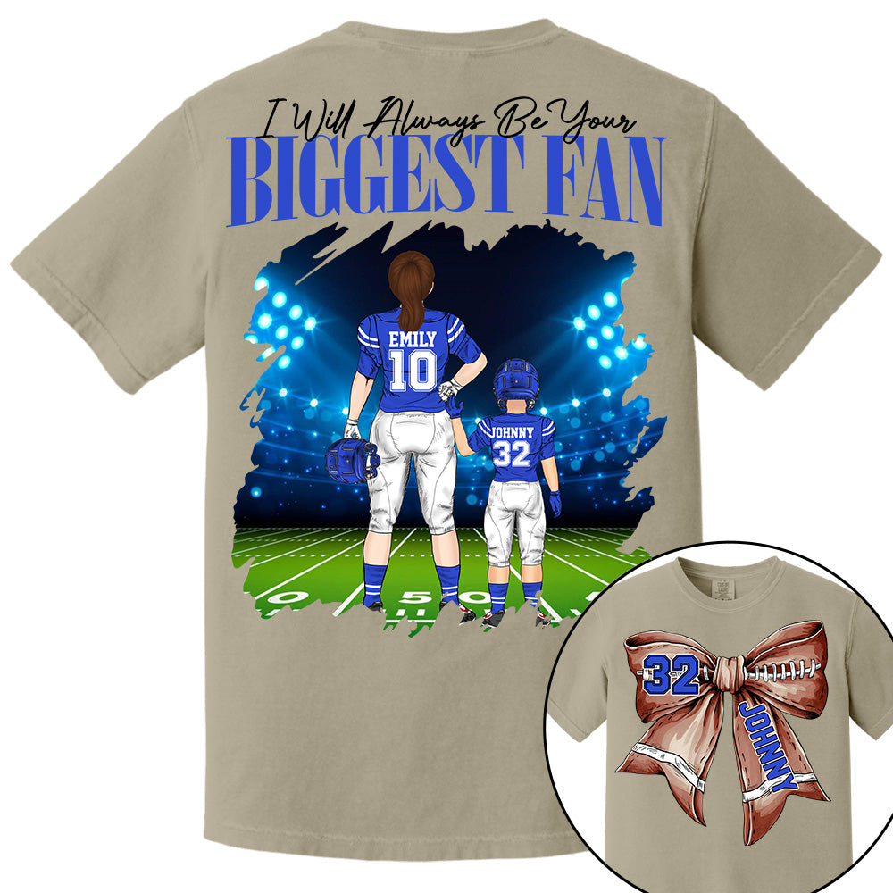 I'll Be Your Biggest Fan, Personalized Football Bow Shirt, Gift For Football Mom, Dad, Family,... A2110 Li29