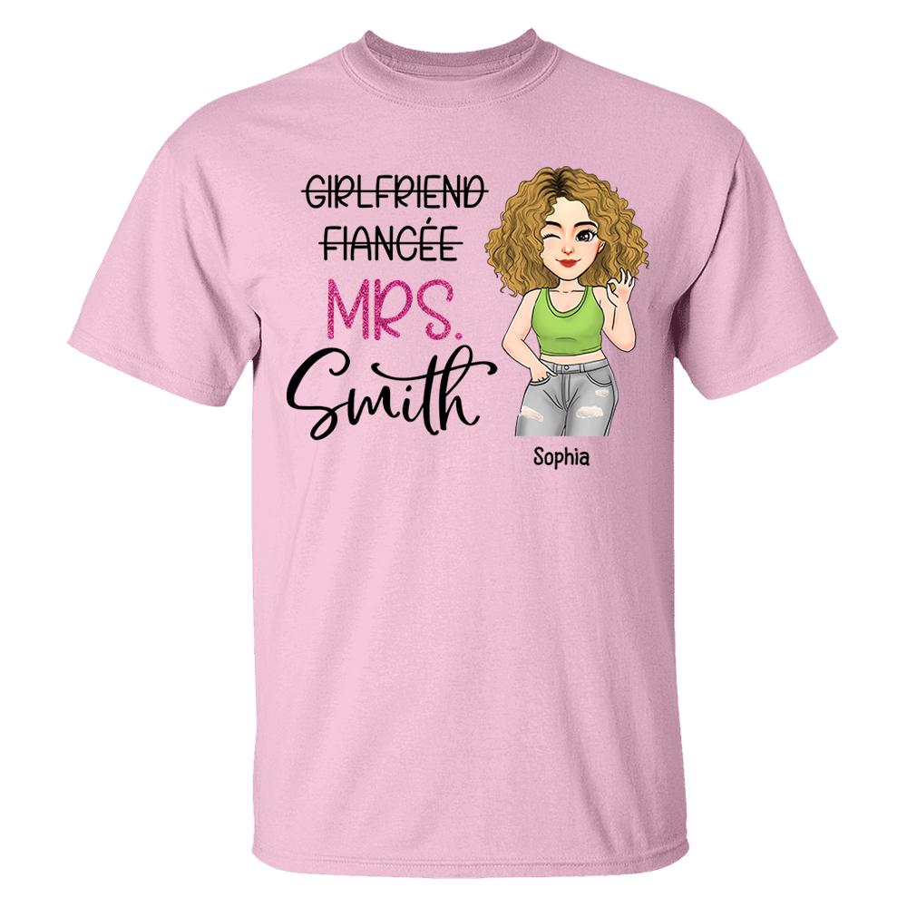 Custom Mrs Last Name Engagement Shirt For Honeymoon Pa00