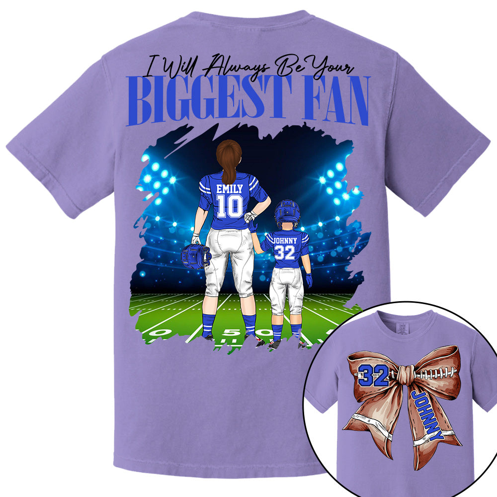 I'll Be Your Biggest Fan, Personalized Football Bow Shirt, Gift For Football Mom, Dad, Family,... A2110 Li29