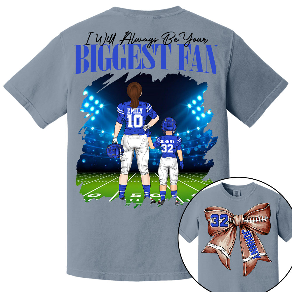 I'll Be Your Biggest Fan, Personalized Football Bow Shirt, Gift For Football Mom, Dad, Family,... A2110 Li29
