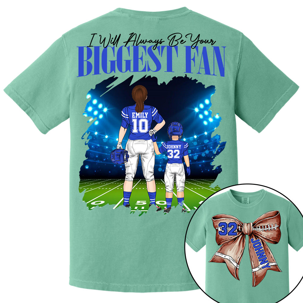 I'll Be Your Biggest Fan, Personalized Football Bow Shirt, Gift For Football Mom, Dad, Family,... A2110 Li29