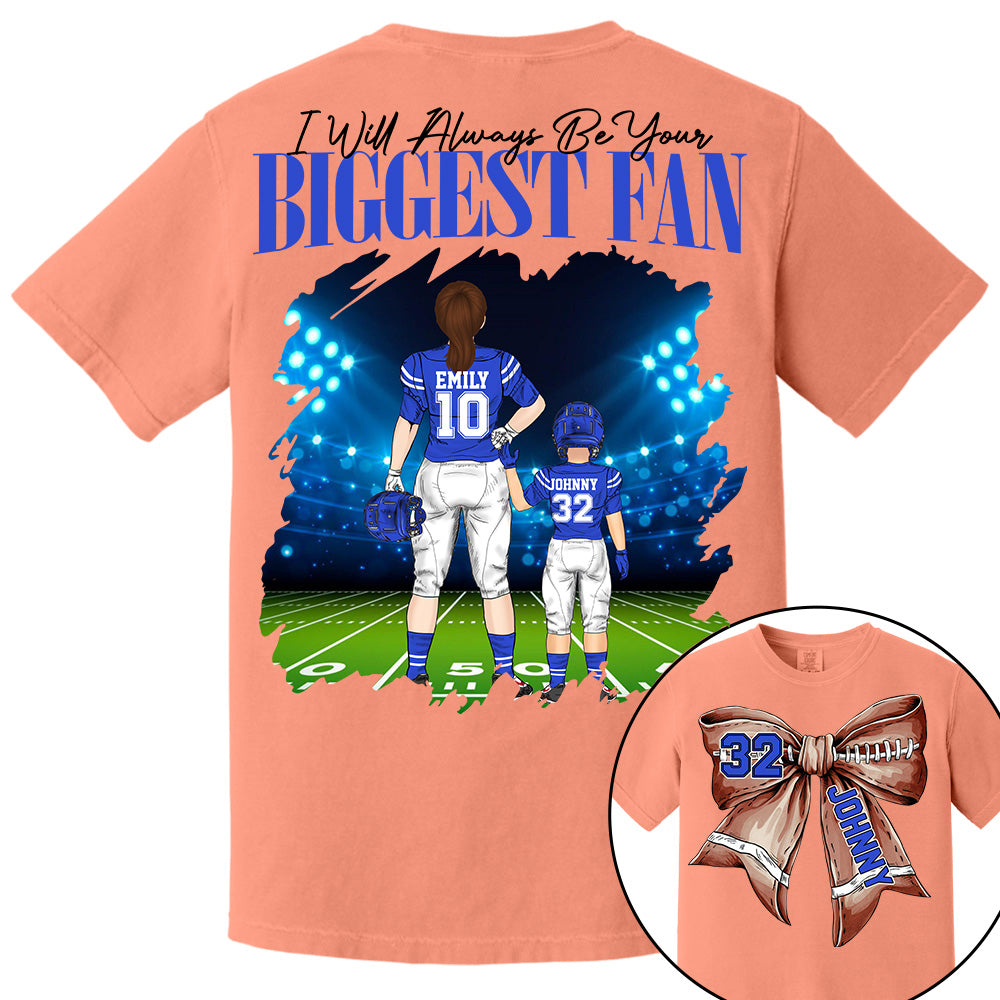 I'll Be Your Biggest Fan, Personalized Football Bow Shirt, Gift For Football Mom, Dad, Family,... A2110 Li29