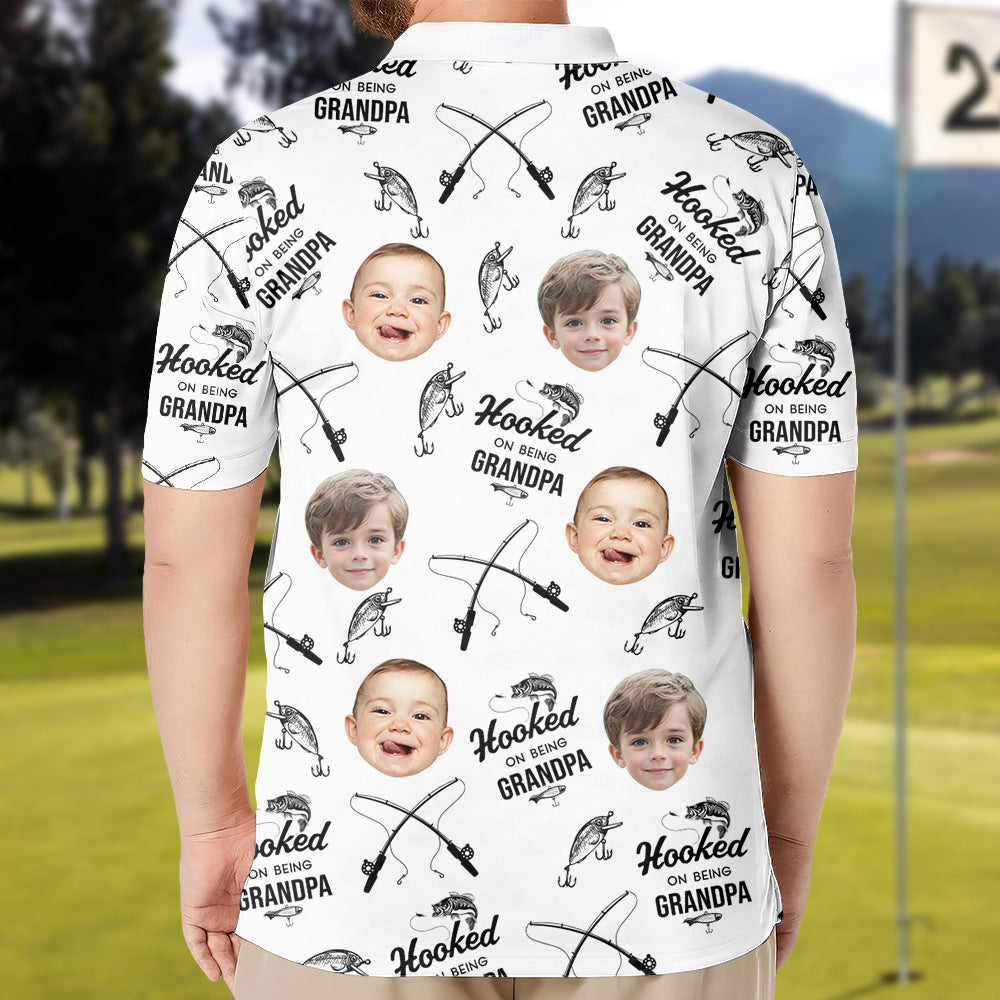 Personalized Hooked On Being Grandpa Polo Shirt