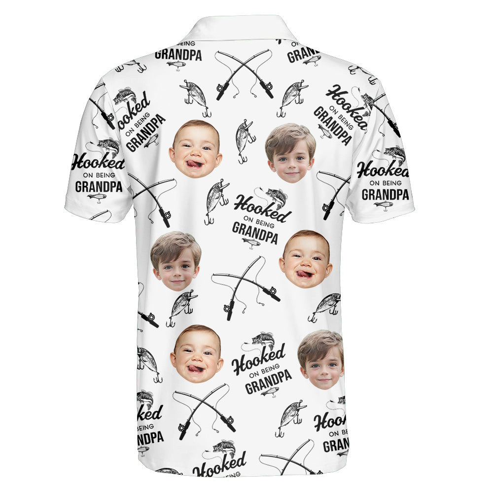 Personalized Hooked On Being Grandpa Polo Shirt
