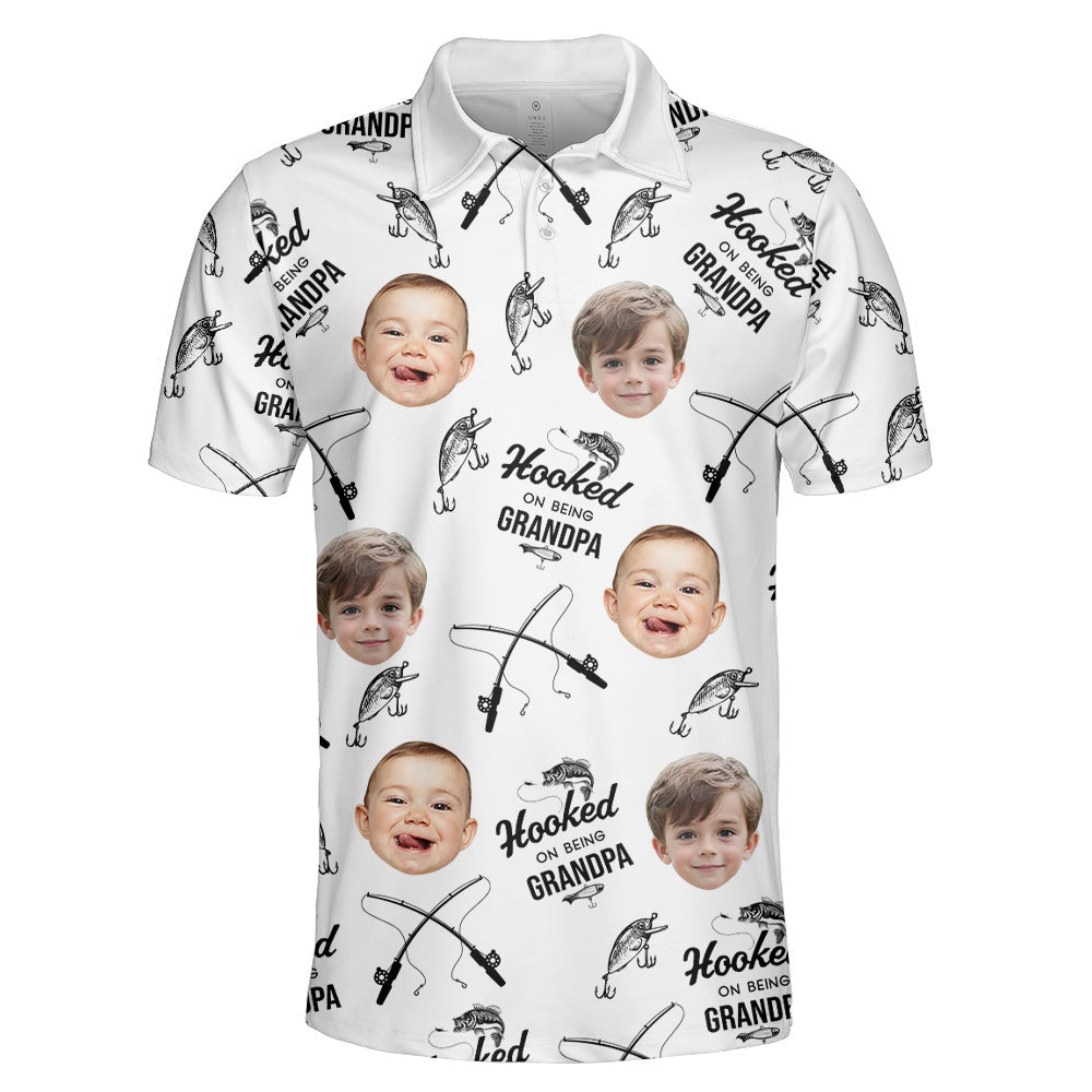Personalized Hooked On Being Grandpa Polo Shirt