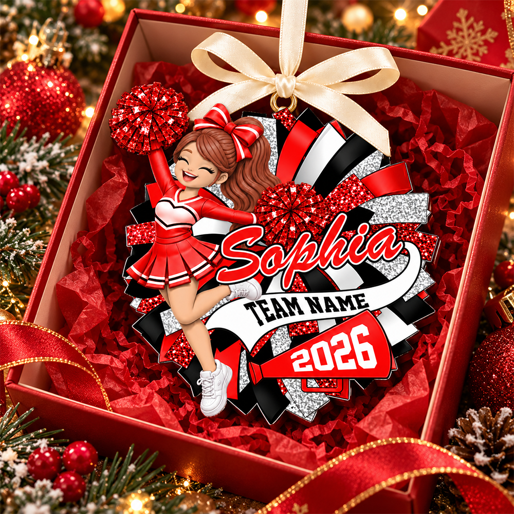 Custom Cheerleader 2D Flat Ornament  Cheerleading Christmas, Cheer Team Senior Night Gift L0411 Hv01