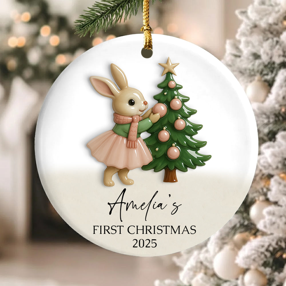 Baby Girl First Christmas Ornament, Personalized Baby Christmas Ornament, Baby's First Christmas, Custom Baby Ceramic Ornament, Christmas Keepsake