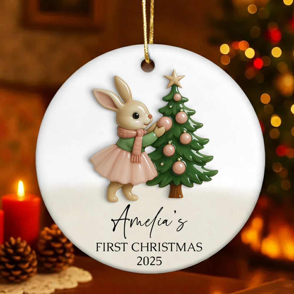 Baby Girl First Christmas Ornament, Personalized Baby Christmas Ornament, Baby's First Christmas, Custom Baby Ceramic Ornament, Christmas Keepsake