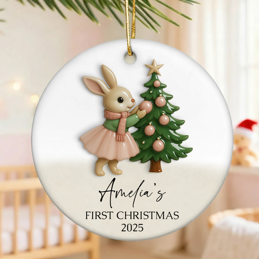 Baby Girl First Christmas Ornament, Personalized Baby Christmas Ornament, Baby's First Christmas, Custom Baby Ceramic Ornament, Christmas Keepsake