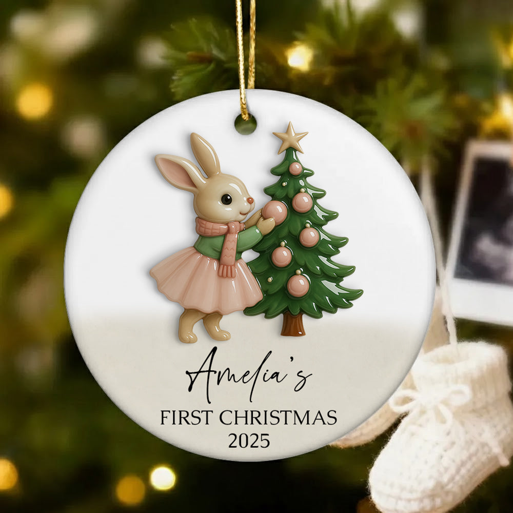 Baby Girl First Christmas Ornament, Personalized Baby Christmas Ornament, Baby's First Christmas, Custom Baby Ceramic Ornament, Christmas Keepsake