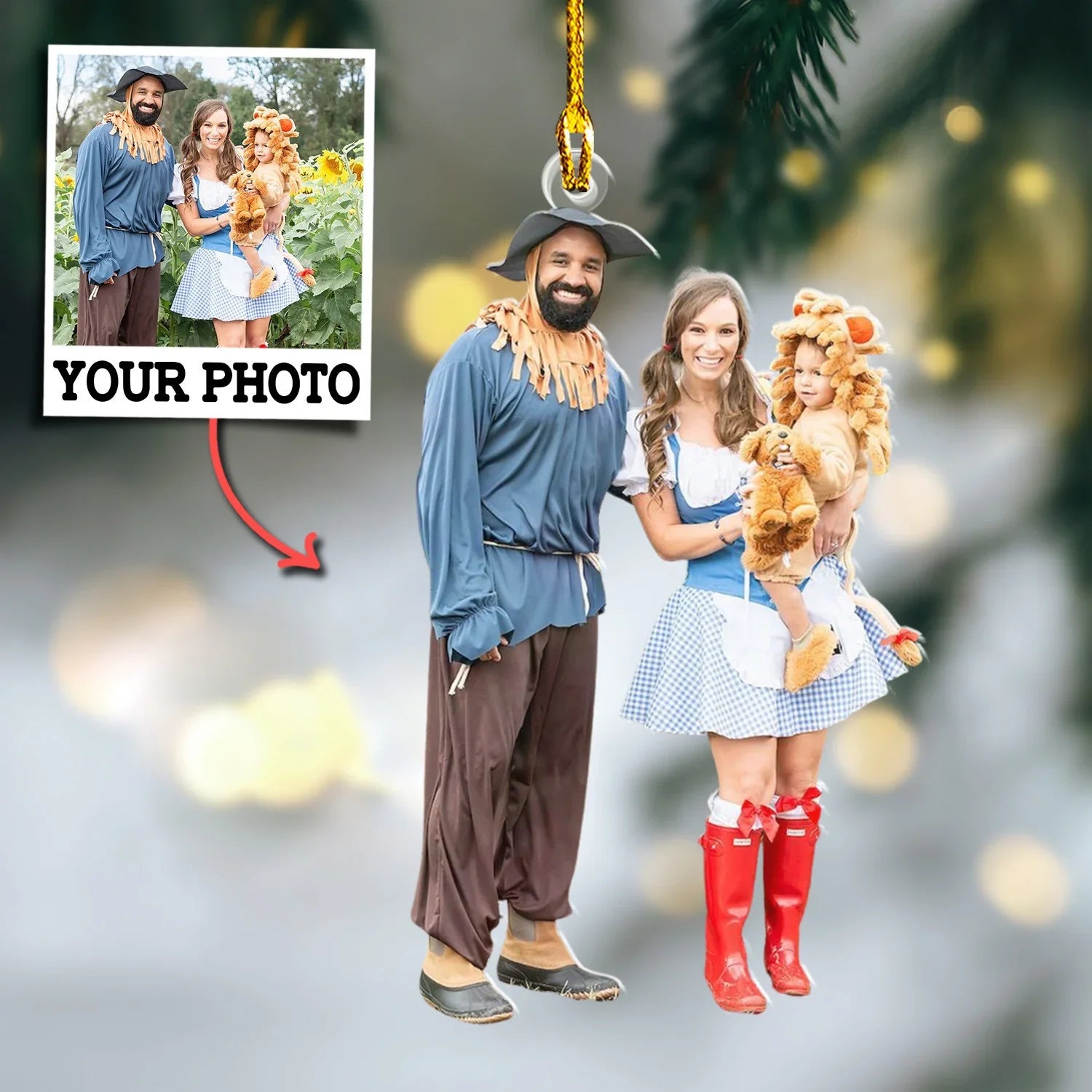 Family Custom Photo Ornament Gift For Family - Personalized Photo First Christmas Family Ornament