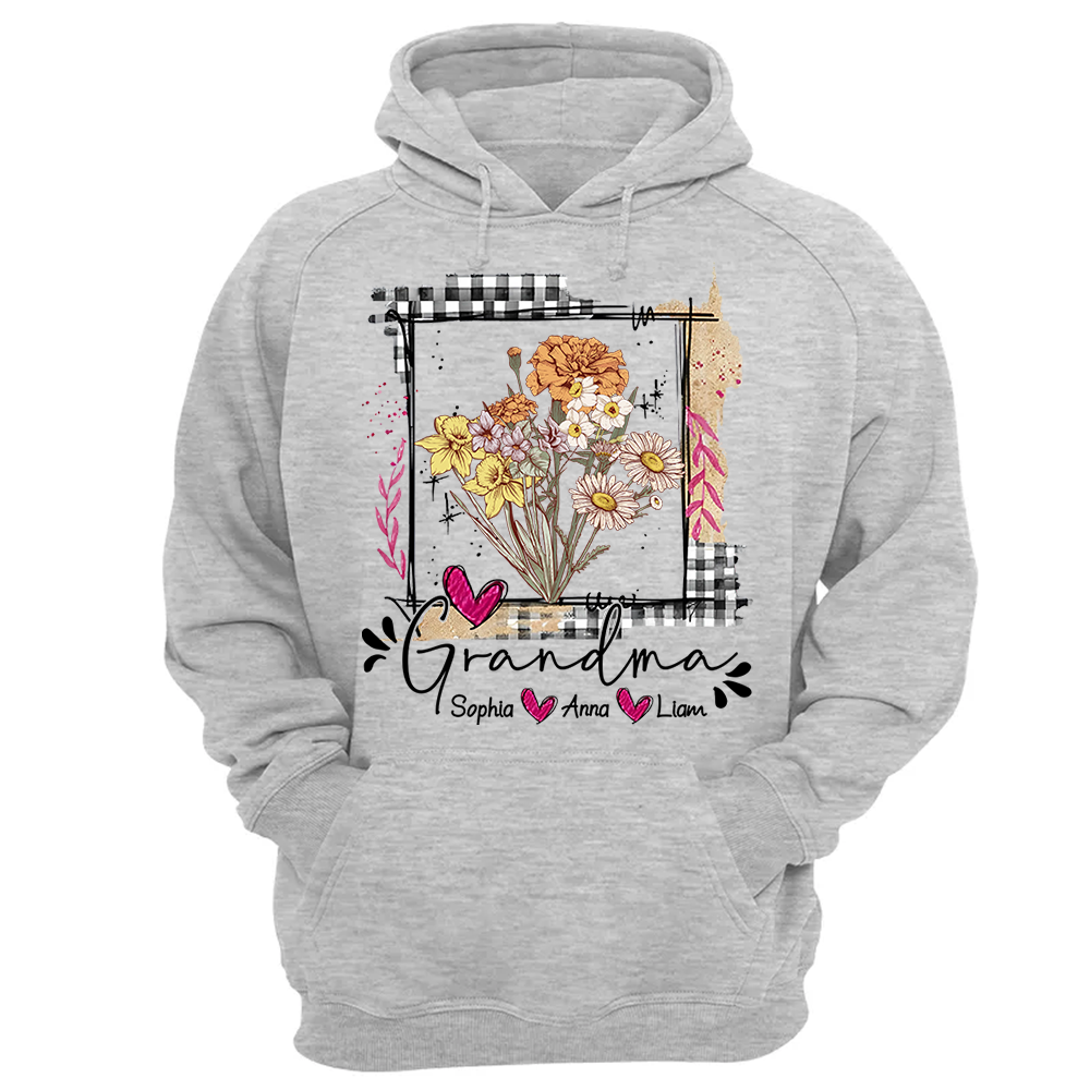 Artistic Checkered Wildflowers As A Gift For Grandma And Kids Shirt For Grandma & Mom - Mother's Day Gift - Birthday Gift For Her