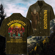 Custom Papasquatch, Like A Grandpa, Just Way More Squatchy Hawaiian Shirt, Personalized Vintage Short Sleeve Silk Shirt Pt99