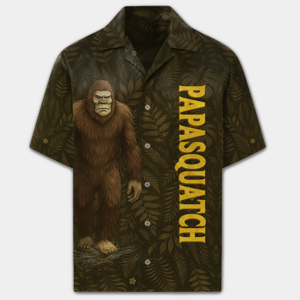 Custom Papasquatch, Like A Grandpa, Just Way More Squatchy Hawaiian Shirt, Personalized Vintage Short Sleeve Silk Shirt Pt99