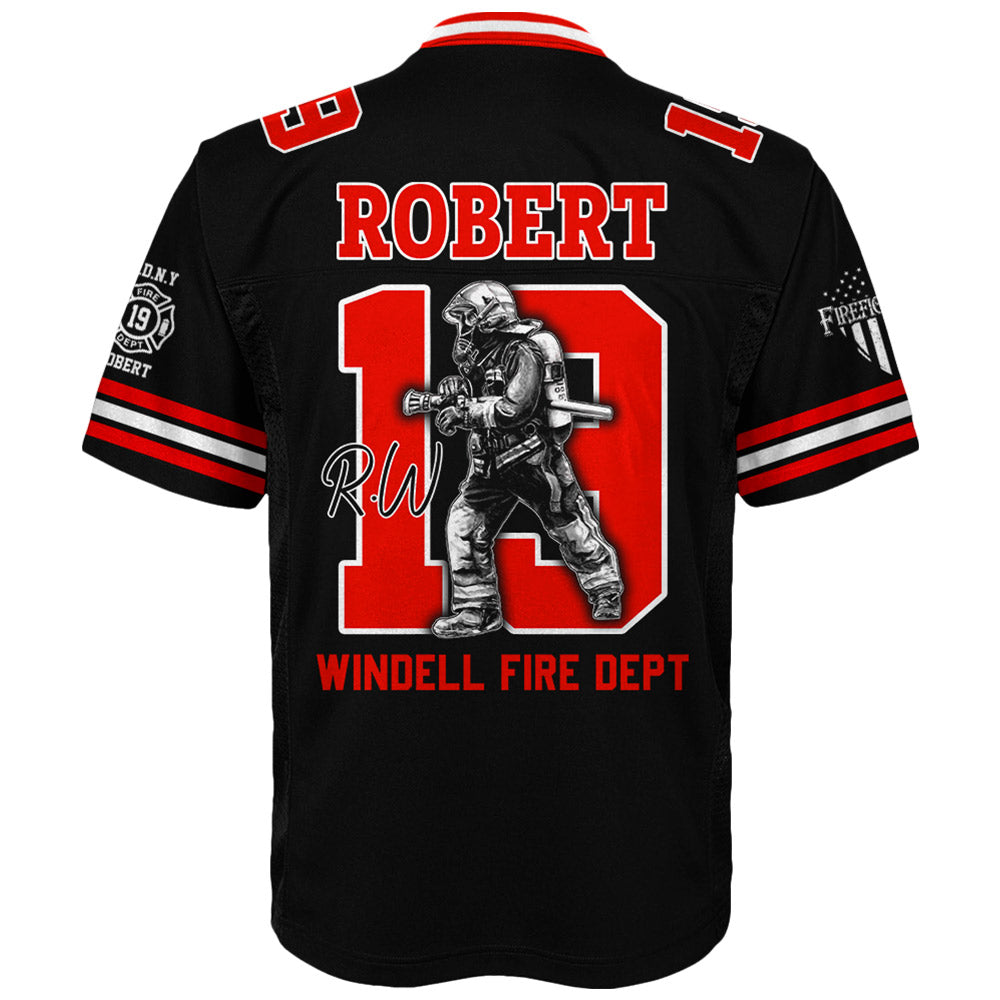 Personalized Football Jersey Firefighter American Flag Football Jersey Gift For Firefighter T1807 Li29