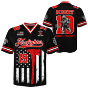 Personalized Football Jersey Firefighter American Flag Football Jersey Gift For Firefighter T1807 Li29