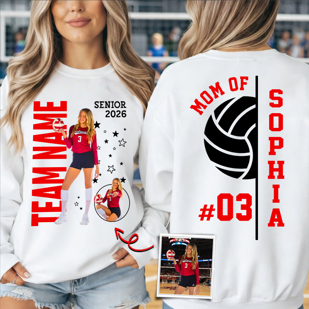 Custom Volleyball Mom Shirt, Personalized Photo TShirt, Volleyball Season Game Day Tops NA04