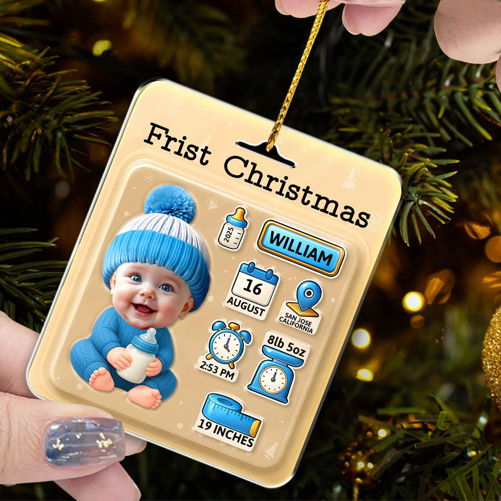 Baby Information Toy Box - Personalized Custom Shaped Acrylic Ornament Na02 Li29