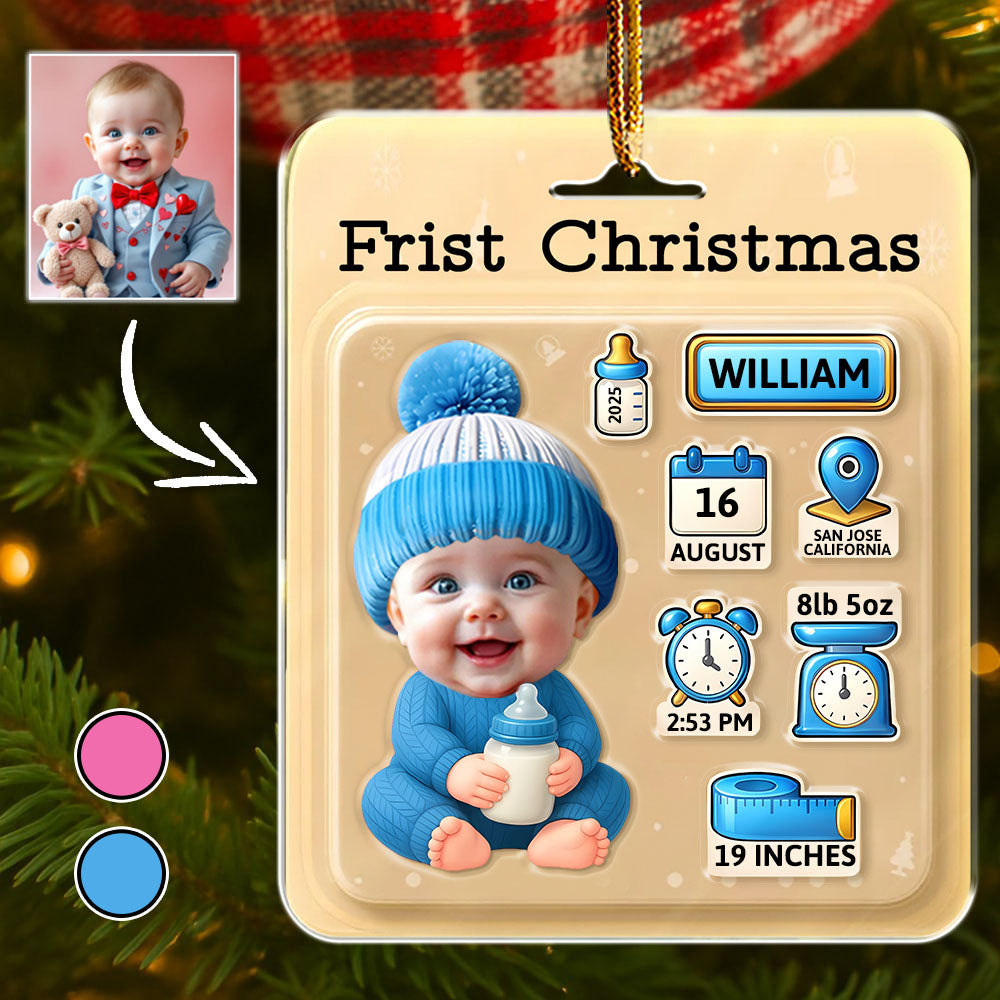 Baby Information Toy Box - Personalized Custom Shaped Acrylic Ornament Na02 Li29