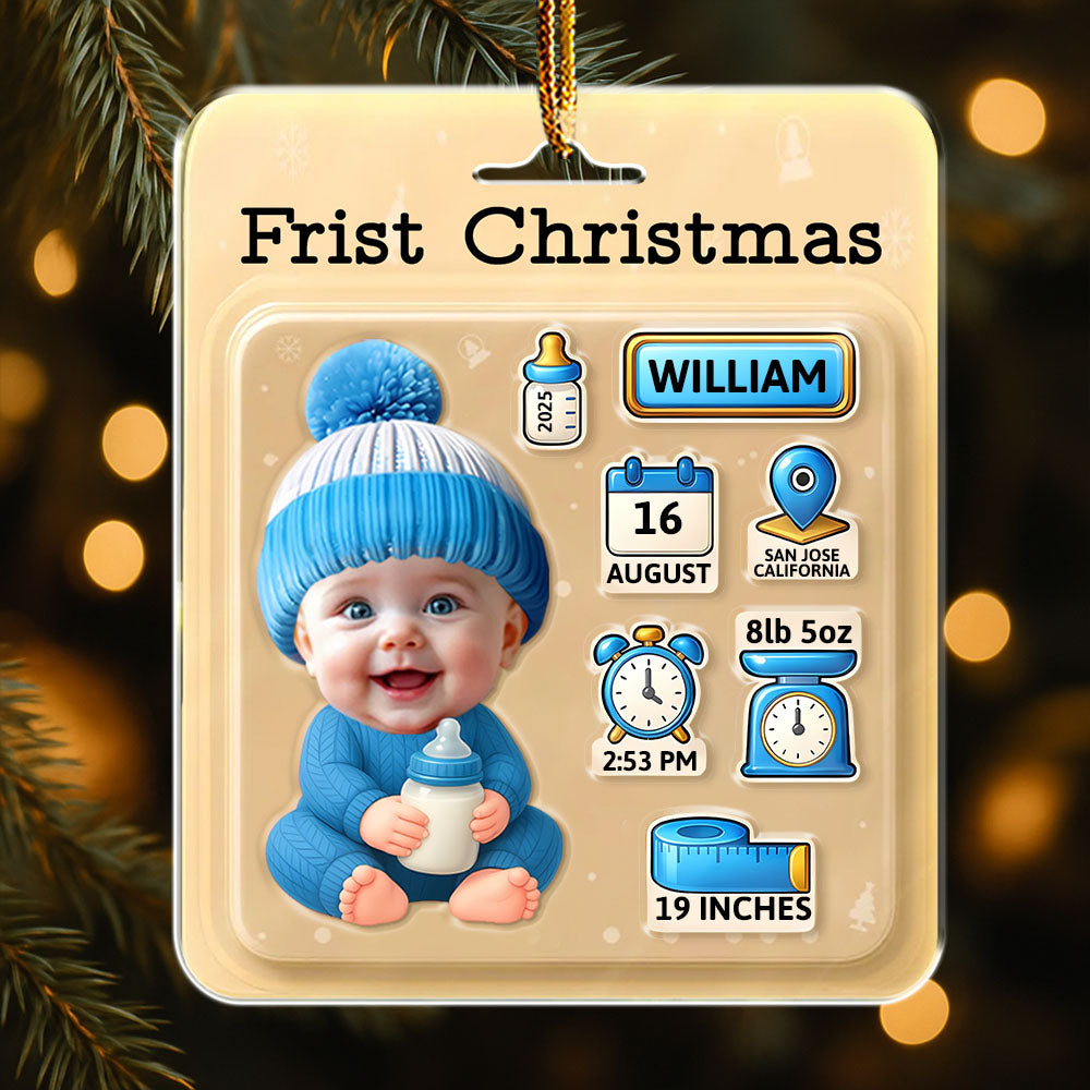 Baby Information Toy Box - Personalized Custom Shaped Acrylic Ornament Na02 Li29