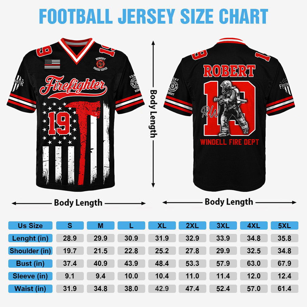 Personalized Football Jersey Firefighter American Flag Football Jersey Gift For Firefighter T1807 Li29