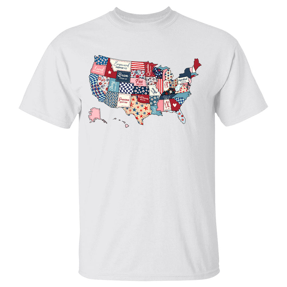 Retro America USA Map 4th of July Shirt