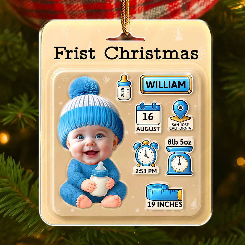 Baby Information Toy Box - Personalized Custom Shaped Acrylic Ornament Na02 Li29